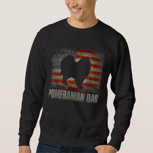 Sweatshirt Patriotique Poméranienne Papa Vintage Américain Dr (Devant)