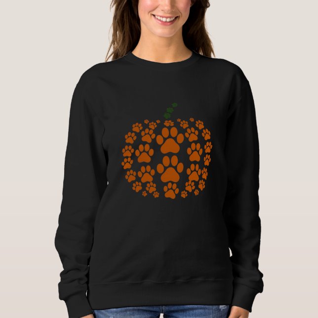 Sweatshirt Patte Citrouille Empreinte de Patte de Chien Actio (Devant)
