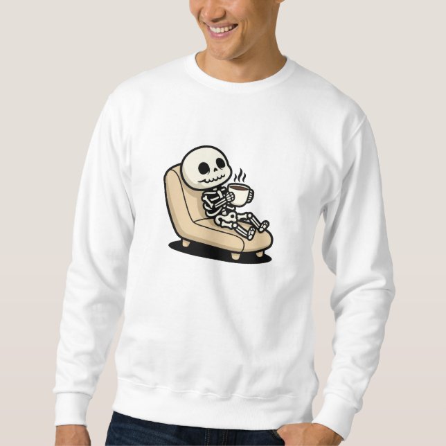 Sweatshirt Pause Café – Faucheuse Humour Noir Café (Devant)