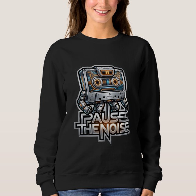 Sweatshirt Pause The Noise – Mascotte Rétro Cyber Cassette (Devant)