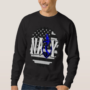 Sweatshirt Pavillon bleu marine Noir et blanc Usa Ancre Bleu