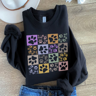 Sweatshirt Paw pour animal de compagnie Retro À damiers Motif