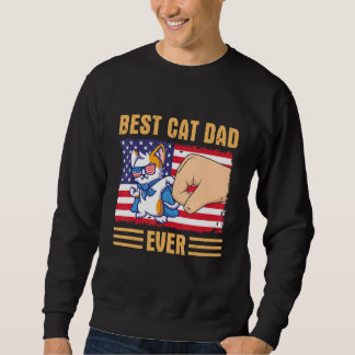 Sweatshirt Paw Touching Hand US Flag America Best Cat Dad Eve
