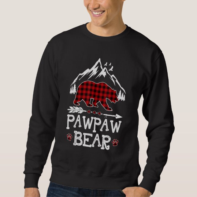 Sweatshirt Pawpaw Oear Pajama de Noël Rouge Plaid Buffalo Fam (Devant)