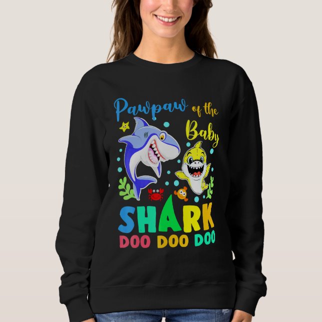 Sweatshirt Pawpaw Of The Birthday Boy Shark Blue Yellow Doo D (Devant)