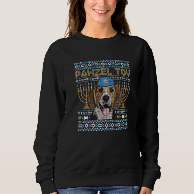 Sweatshirt Pawzel Tov Jewish Beagle Dog Funny Hanukkah Premiu (Devant)