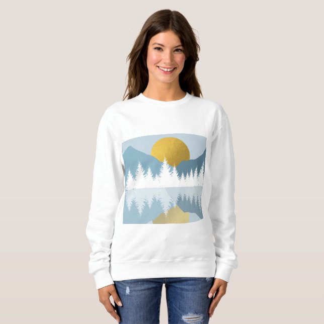 Sweatshirt Paysage Abstrait Soleil d'hiver d'or (Devant entier)