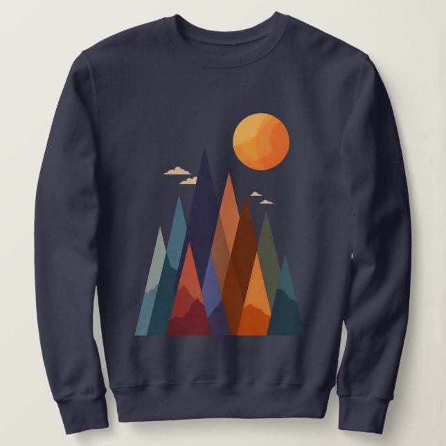 Sweatshirt Paysage avec montagnes et soleil (Design devant)