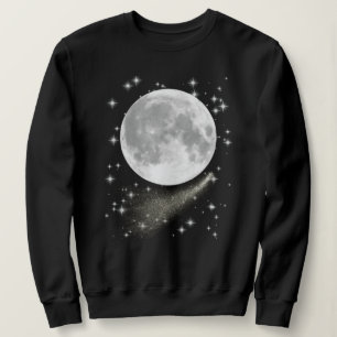 Sweatshirt Paysage lunaire avec Pleine lune, étoiles et comèt