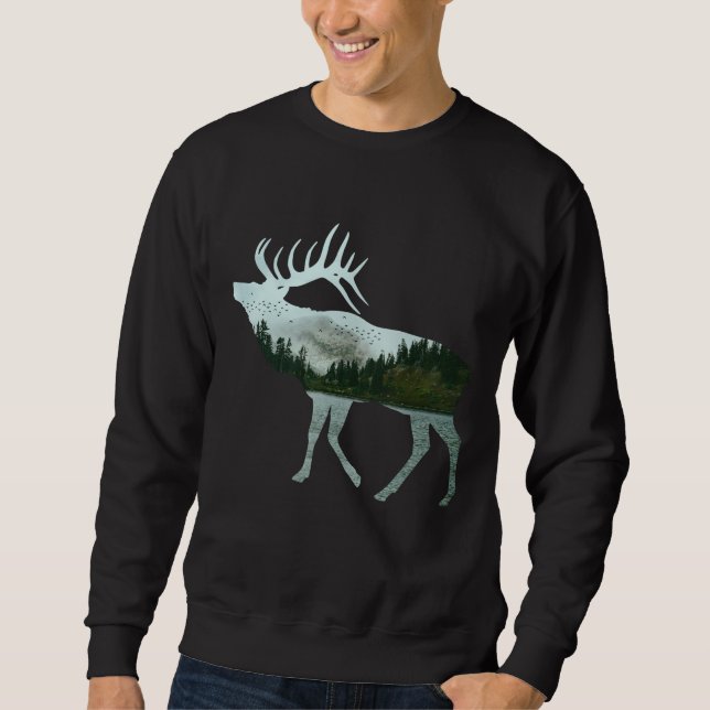 SWEATSHIRT PAYSAGE NATUREL DE CERFS (Devant)