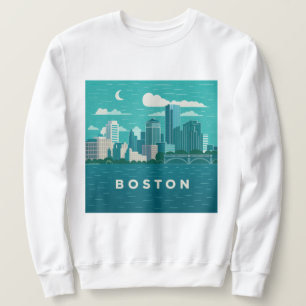 Sweatshirt Paysage nocturne de la ville du Massachusetts Vi