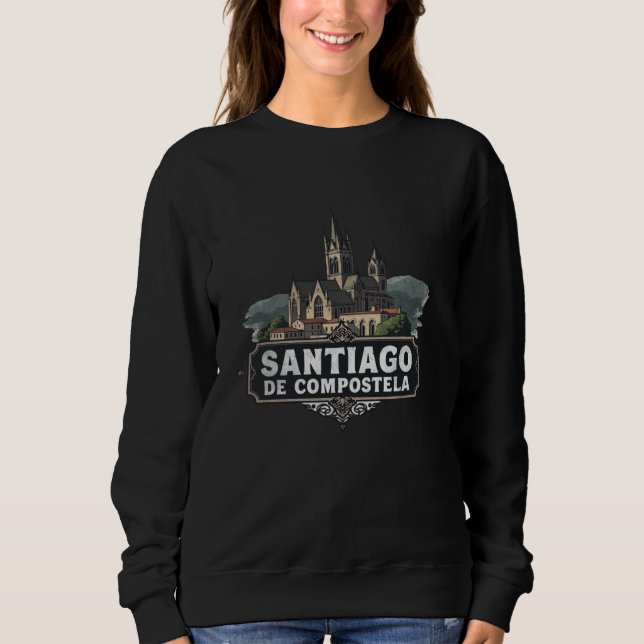 Sweatshirt Paysage Rétro de Saint-Jacques-de-Compostelle Souv (Devant)
