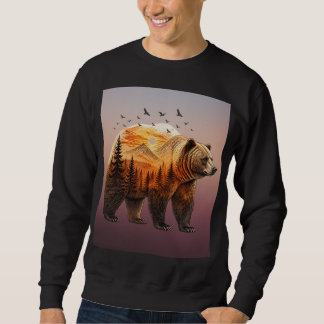 Sweatshirt Paysage rustique d'ours grizzly
