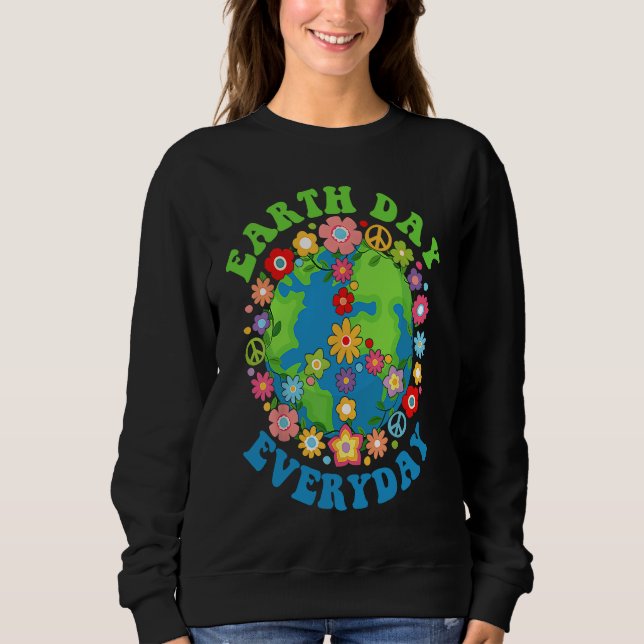 Sweatshirt Peace Earth Day Everyday 60s 70s Hippie Retro Envi (Devant)