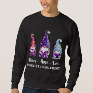 Sweatshirt Peace Hope Love Gnomes Alzheimer's And Brain Aware
