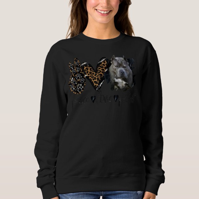 Sweatshirt Peace Log Et Pitbull Dog Avec Leopard Pour Papa Mo (Devant)