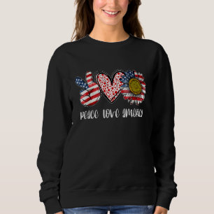Sweatshirt Peace Love America Bleached With Sunflower US Drap