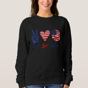 Sweatshirt Peace Love America Tournesol 4 juillet Firework