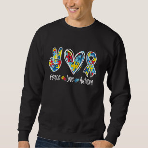 Sweatshirt Peace Love Autism Tee Support Sensibilisation sur 