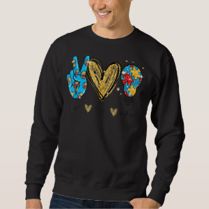 Sweatshirt Peace Love Autisme Cool Sensibilisation Asd Hippie