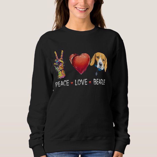 Sweatshirt Peace Love Beagle Pour Hommes Femmes Beagle chien (Devant)
