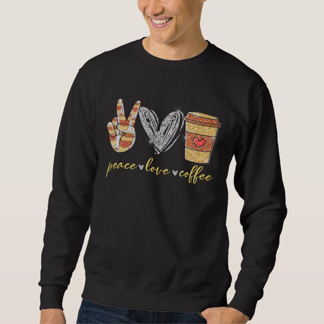 Sweatshirt Peace Love Café Mug Caféine Hippie (Devant)