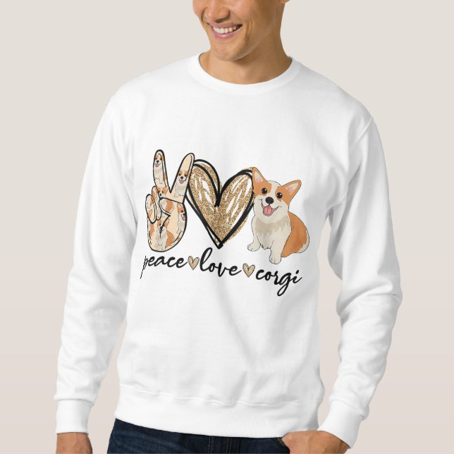 Sweatshirt Peace Love Corgi Funny Chien Maman Fête des Mères  (Devant)