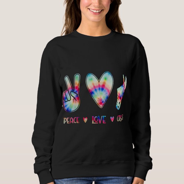 Sweatshirt Peace Love Crocs Drôle cadeau pour la famille Noël (Devant)