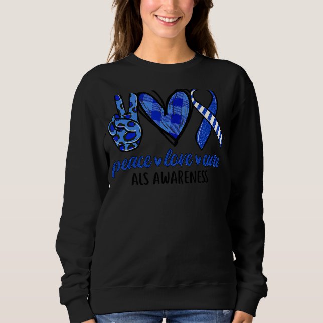 Sweatshirt Peace Love Cure aussi Mois de sensibilisation (Devant)