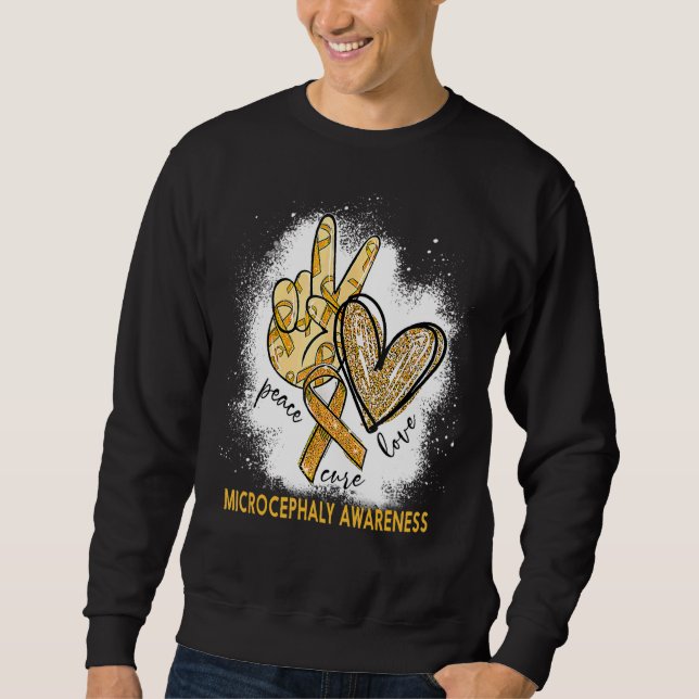 Sweatshirt Peace Love Cure Bleached Microcéphalie Sensibilisa (Devant)