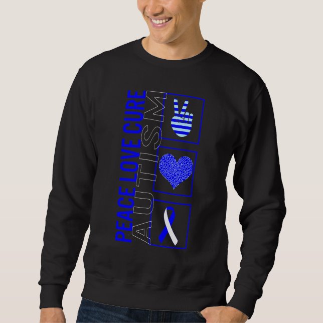 Sweatshirt Peace Love Cure Sensibilisation sur l'autisme Ruba (Devant)