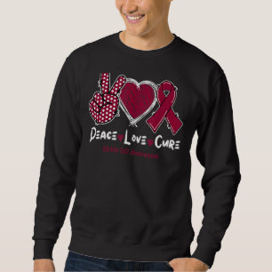 Sweatshirt Peace Love Cure Sickle Cell Awareness Burgundy Rib