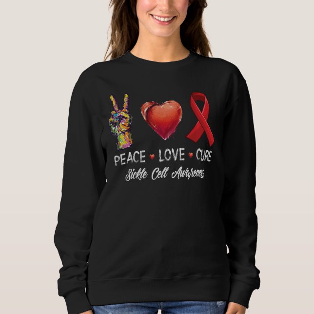 Sweatshirt Peace Love Cure Sickle Cell Sensibilisation Hommes (Devant)