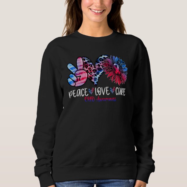 Sweatshirt Peace Love Cure Tournesol Leopard Chd Sensibilisat (Devant)
