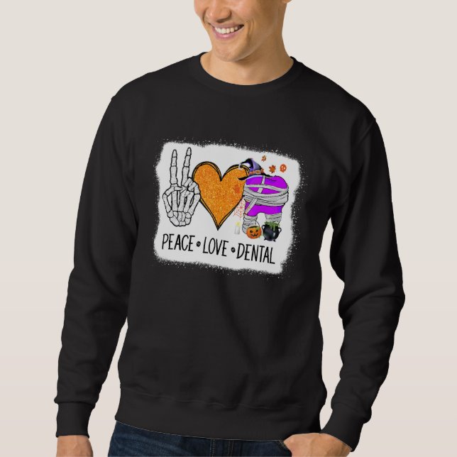 Sweatshirt Peace Love Dental Leopard Detal Hygienist  Dentist (Devant)