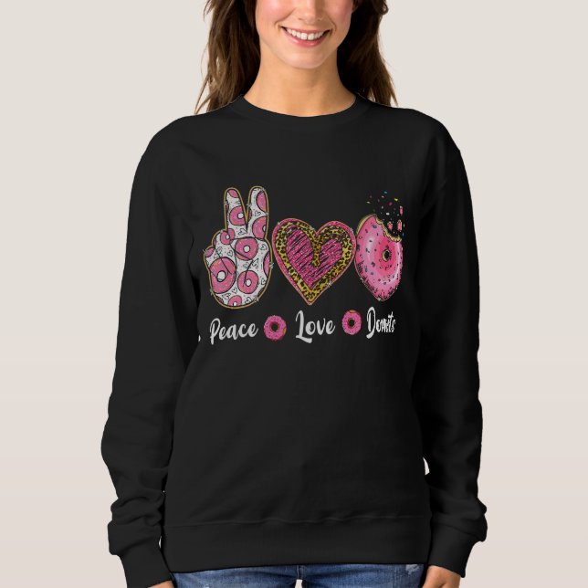 Sweatshirt Peace Love Donuts Doughnut Hommes Femmes Garçons F (Devant)