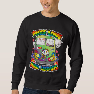 Sweatshirt Peace Love Et Llamas Hippie Fleur Super Alpaca