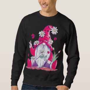 Sweatshirt Peace Love Gnome Lady Bugs Hippie Gnomes Daisées D