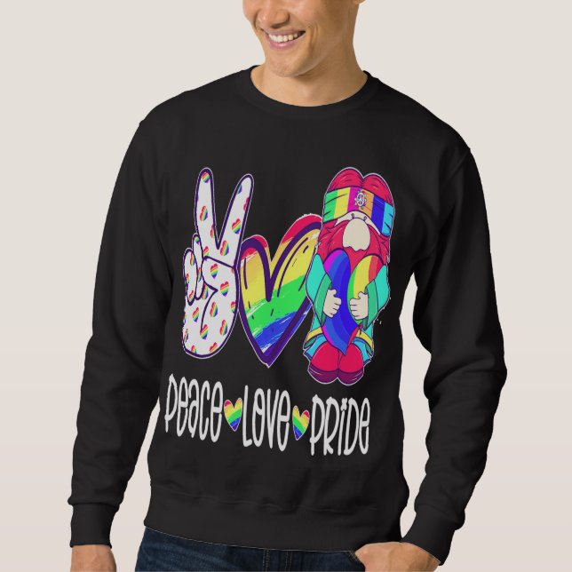 Sweatshirt Peace Love Gnome Peace Love Gnomes Coeur Decor (Devant)