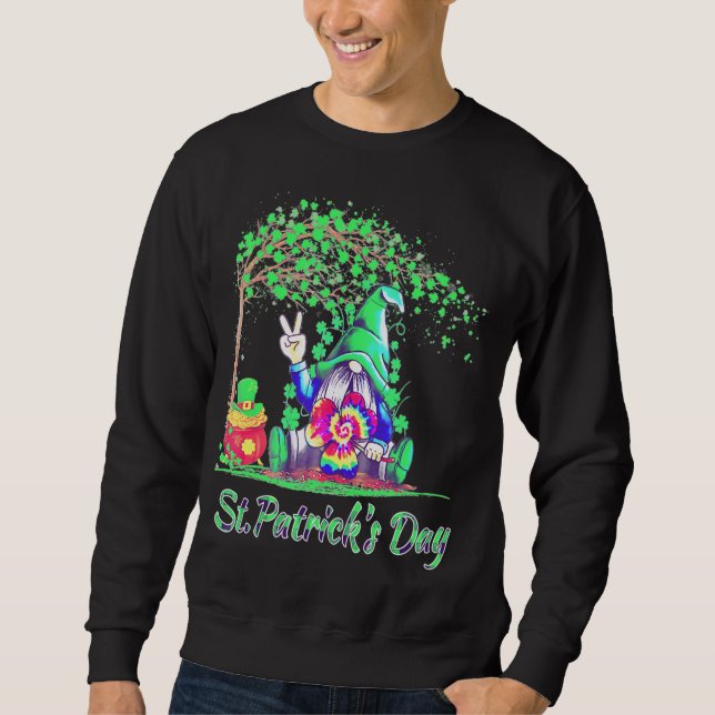 Sweatshirt Peace Love Gnome St. Patrick's Day Hippie Gnome De (Devant)