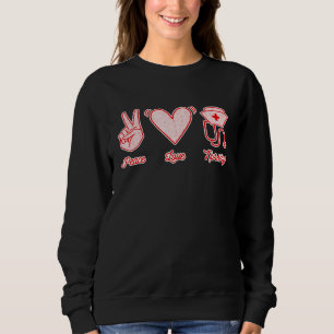 Sweatshirt Peace Love Infirmière Stethoscope Casquette Systèm