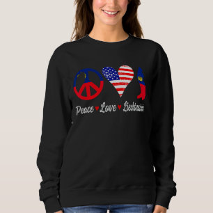Sweatshirt Peace Love Liechtenstein Drapeau Carte Patriot Amé
