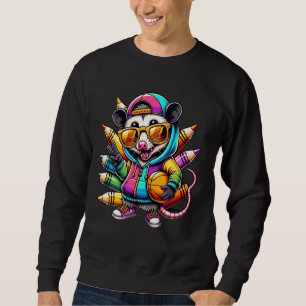 Sweatshirt Peace Love Opossum Basketball Retour À L'École Cra