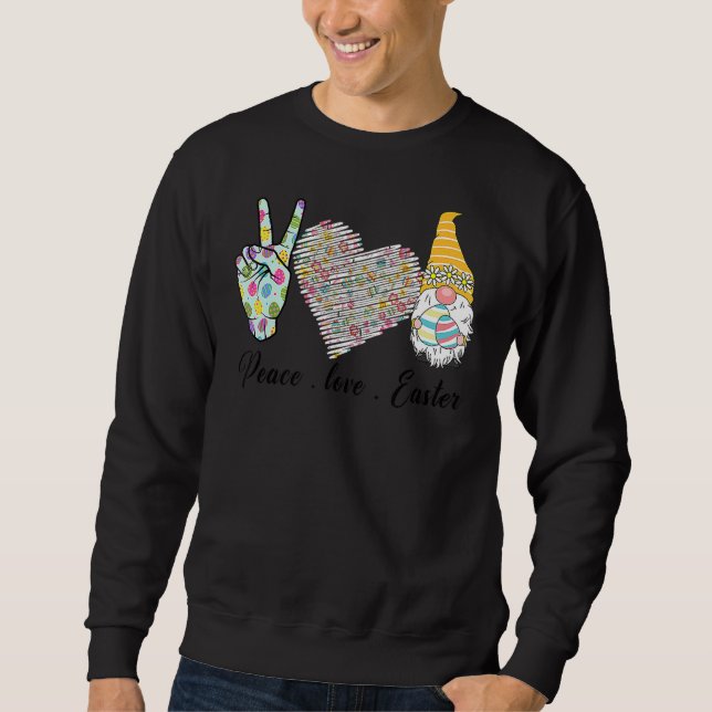 Sweatshirt Peace Love Pâques Bunny Leopard Graphisme Pâques (Devant)