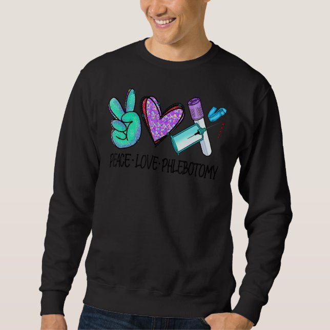 Sweatshirt Peace Love Phlebotomie Vein Phlebotomiste Leopard  (Devant)