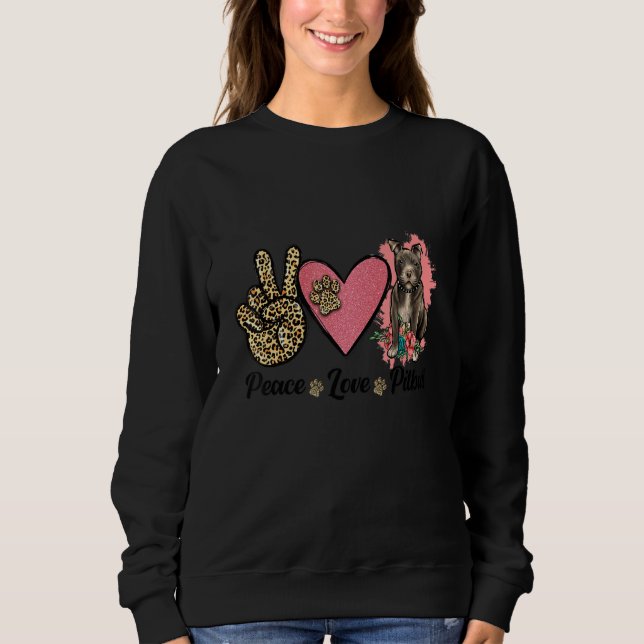 Sweatshirt Peace Love Pitbull Leopard Heart Floral Outfit for (Devant)