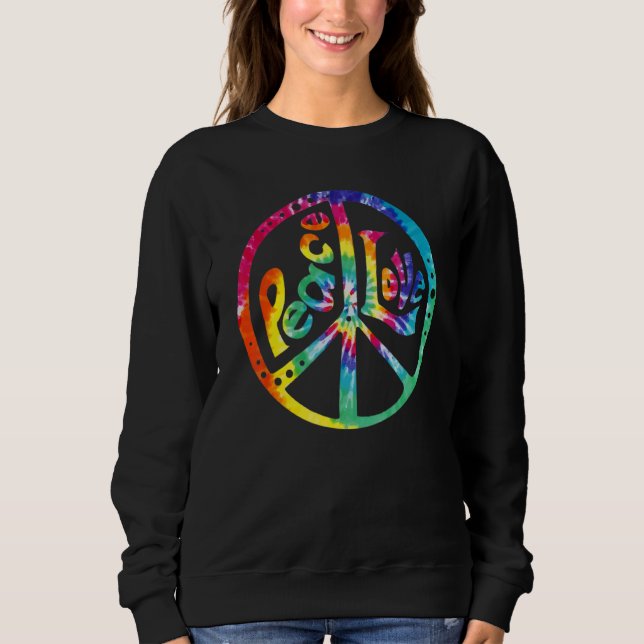 Sweatshirt PEACE LOVE Sign 60s 70s Tie Dye Hippie Costume Ret (Devant)