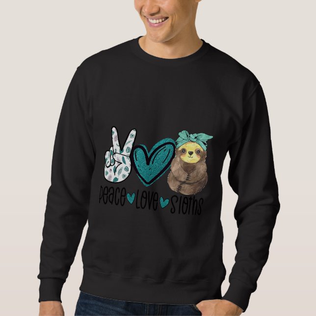 Sweatshirt Peace Love Sloths Tropical Bandana 30 (Devant)