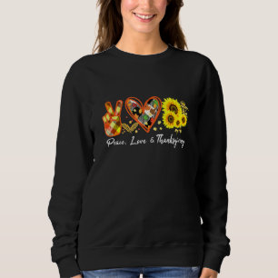 Sweatshirt Peace Love Thanksgiving Leopard Sunflower Turkey P