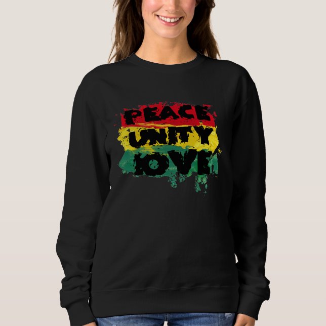Sweatshirt Peace Love Unity Rastafari Clothing Jamaica Souven (Devant)